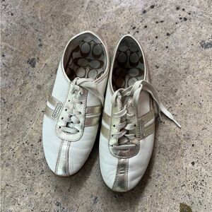 Coach White and Silver Flats with Streamlined Design